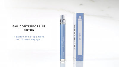 Proud of the overwhelming success of Eau Contemporaine Coton, the perfume designed exclusively for Simons, we are happy to launch a 10ml travel size bottle.