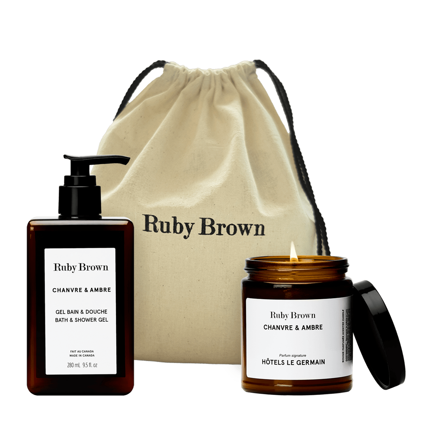 Gel Bain et Douche + Bougie Chanvre & Ambre - Ruby Brown